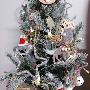 Sage green Christmas tree with gold dots, gift tag/ ornament