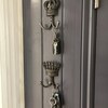 Rustic Solid Oak & Cast Iron Wall-Mounted Mug/Pot Rack - Handmade, Vintage Style