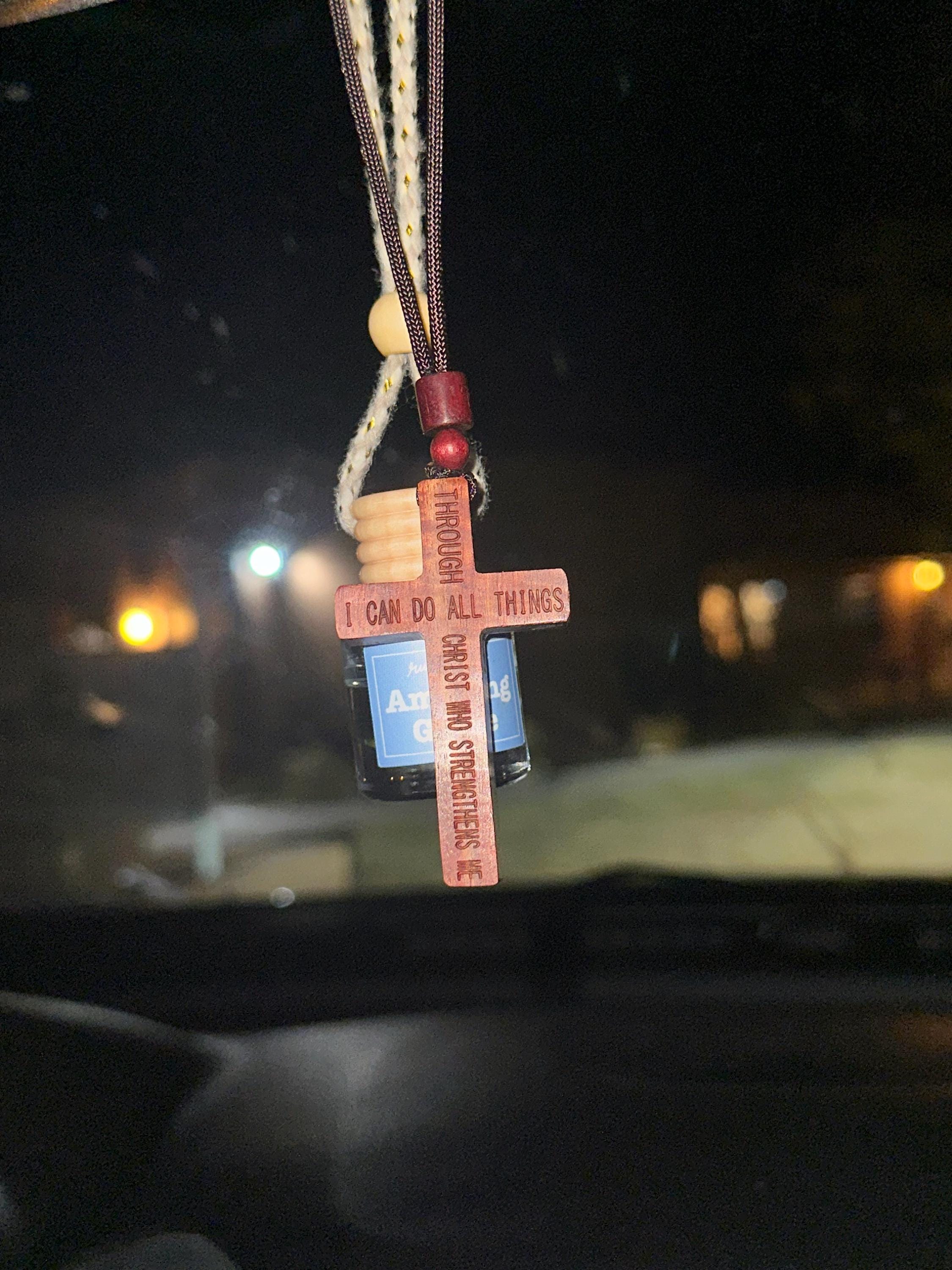 Autospiegel Hängeaccessoires, Kreuz Hängeornament, Weihnachtsgeschenk, I Can Do All Things Autozubehör, Kreuz für Autospiegel