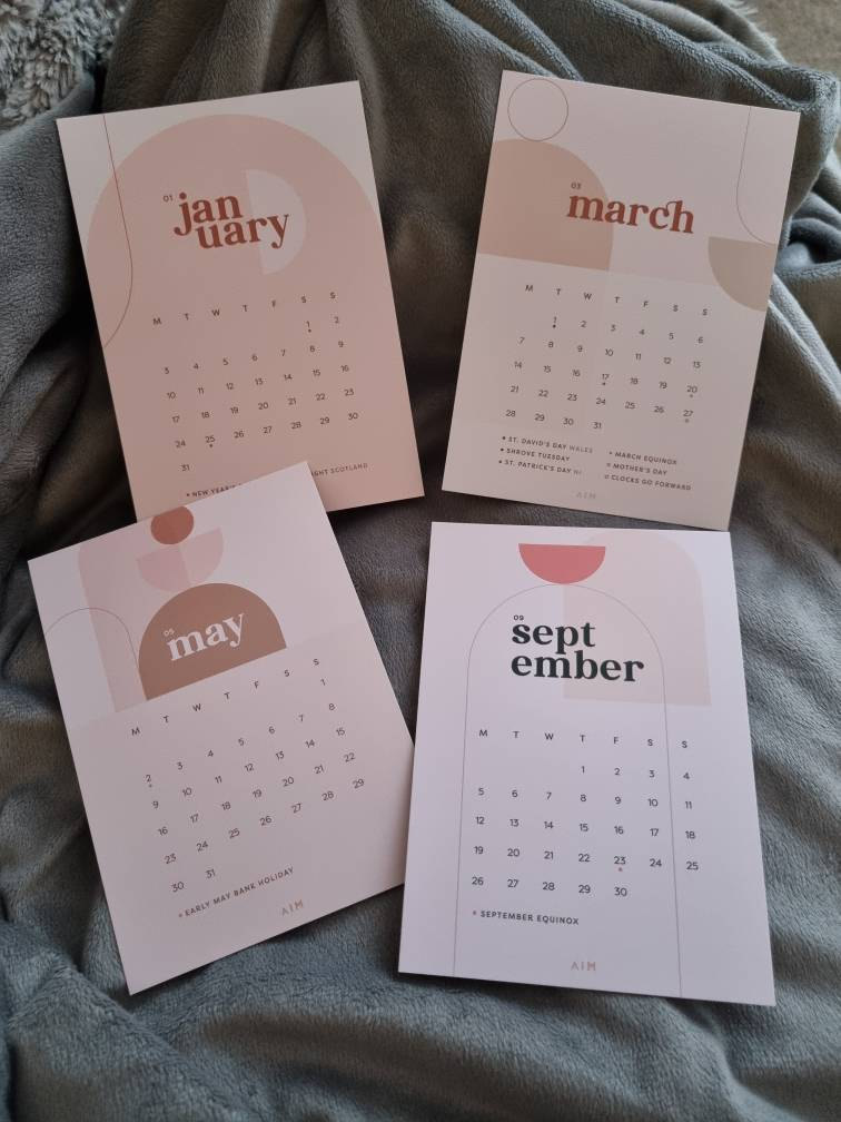 2025 Desk Calendar with Holder | 12 Month Calendar, Monthly Calendar, Office Desk Decor, Small Desktop Calendar, Wavy Colour Block