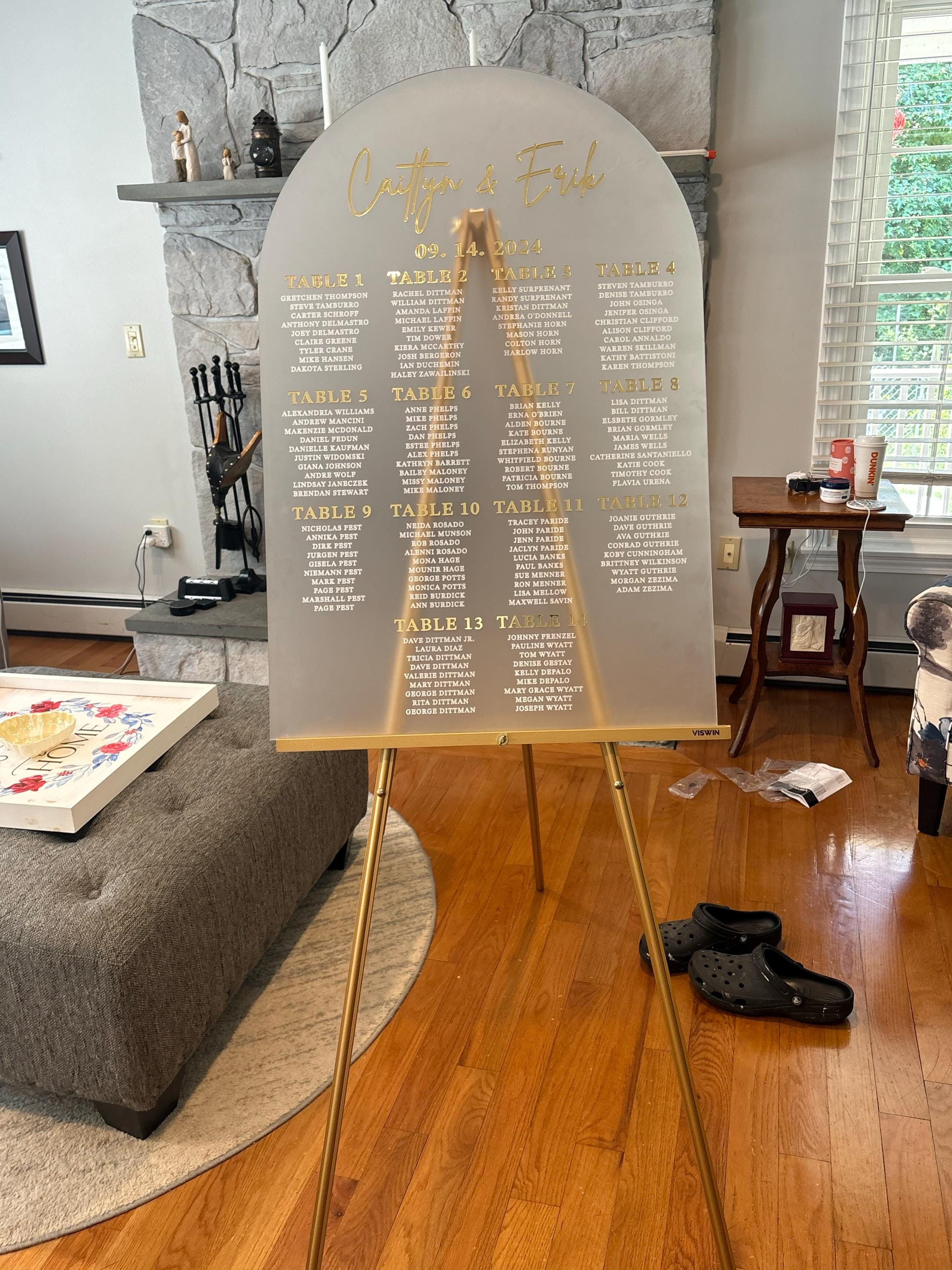 Sitzplan für die Hochzeit – Acryl-Sitzplan – Tisch-Sitzplan – Alphabetischer Sitzplan – Sitzplanschild