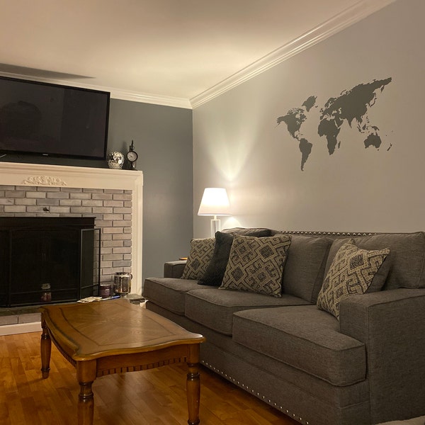 World Map Wall Decal – Removable Vinyl Office Art Sticker - A160 - Etsy