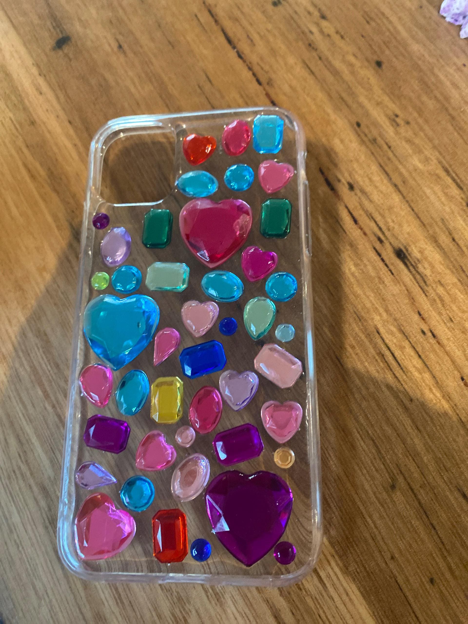 Bling Rhinestone 3D Phone Case, Holographic Insert Phone Case, Glitter iPhone Case, Hearts Phone Case for iPhone 12/13/14/15 Pro Max, Galaxy