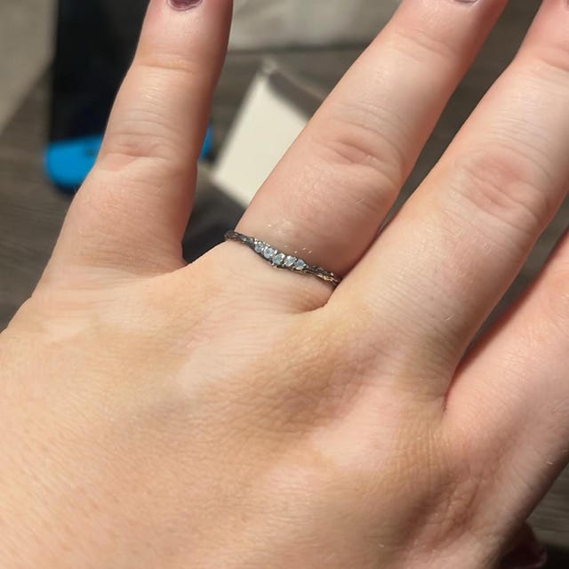 Tiny Tree Bark Chevron Ring, Unique Silver V Ring, Thin