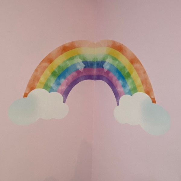Large Watercolor Style Half Rainbow Wall Decal - Rainbow Mural Decor ...