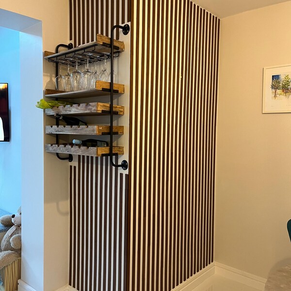 Wood Slat Wall Panel, Apartment Decor, Nerrow Size (30 Mm), Walnut ...
