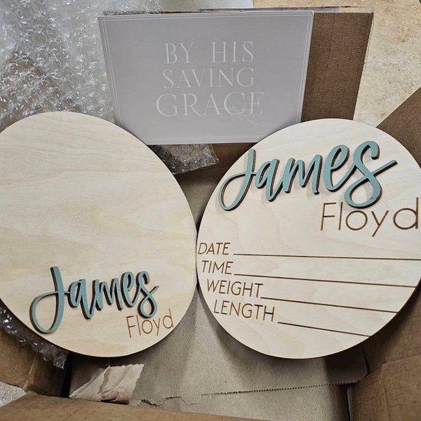 Baby Announcement Sign With Birth Stats | Footprint Sign for Newborn ...