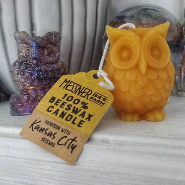 Small Owl - 100% Beeswax Candle - Etsy