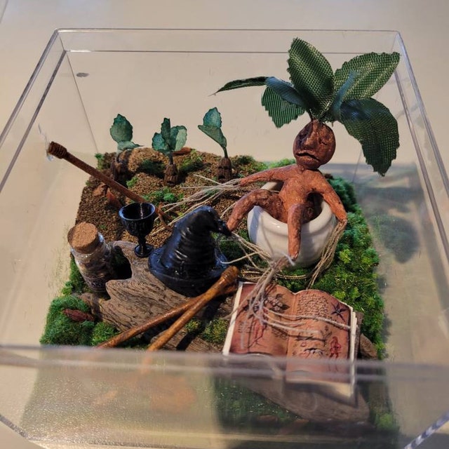 ミニチュアマンドラゴラプラント（鉢付き）、ドールハウスのスクリーム