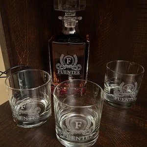 Firefighter Decanter Set, Personalized Fireman Glass Set, Maltese Cross ...