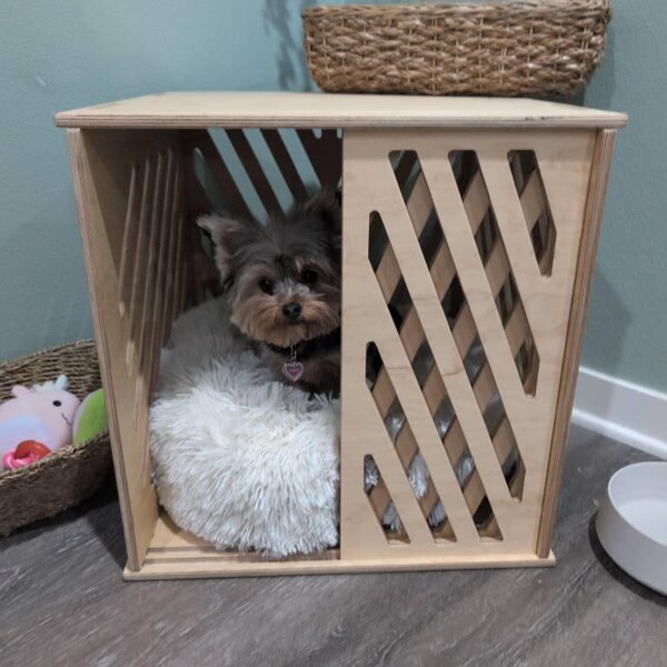 Wood Dog Crate, Wooden Dog Bed, Dog House, Modern Indoor Dog Crate, Dog ...