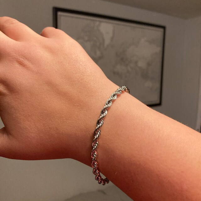 Silver Bracelet 5mm Twisted Rope Bracelet Mens Women's Chain