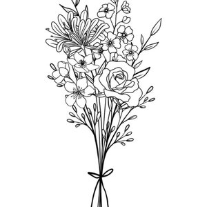 カスタム誕生花ブーケ、家族の誕生月タトゥーデザイン、最大4本