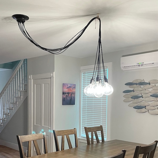Swag Cluster Chandelier off Center Ceiling Light Dining Room Fixture ...
