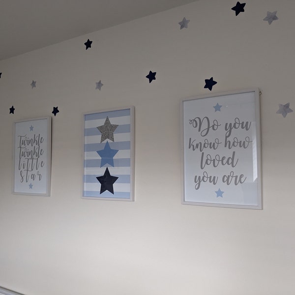 Nursery Wall Art, Set of 3 Star Prints, Twinkle Twinkle Little Star ...