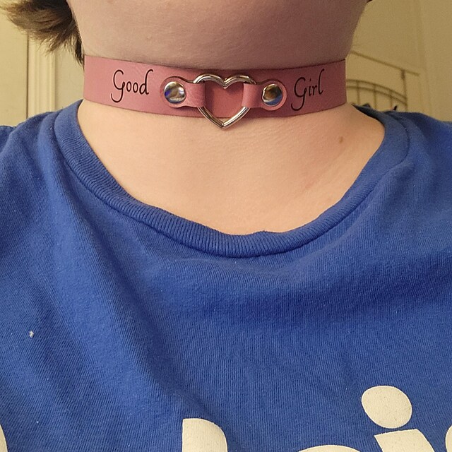 Good Girl Heart Collar, Vegan Leather Choker, Custom Collar - Etsy