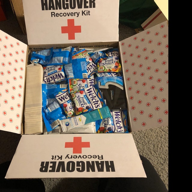 funny hangover recovery kit care package for a college student
