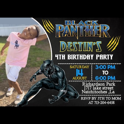 Printable Black Panther Birthday Party Invitation - Etsy