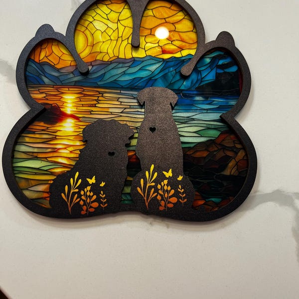Personalized Couple and Dog Beach Dawn Door Sign - Gift For Camping Lovers with up to 4 Dogs - This Is Our Happy Place main image 1