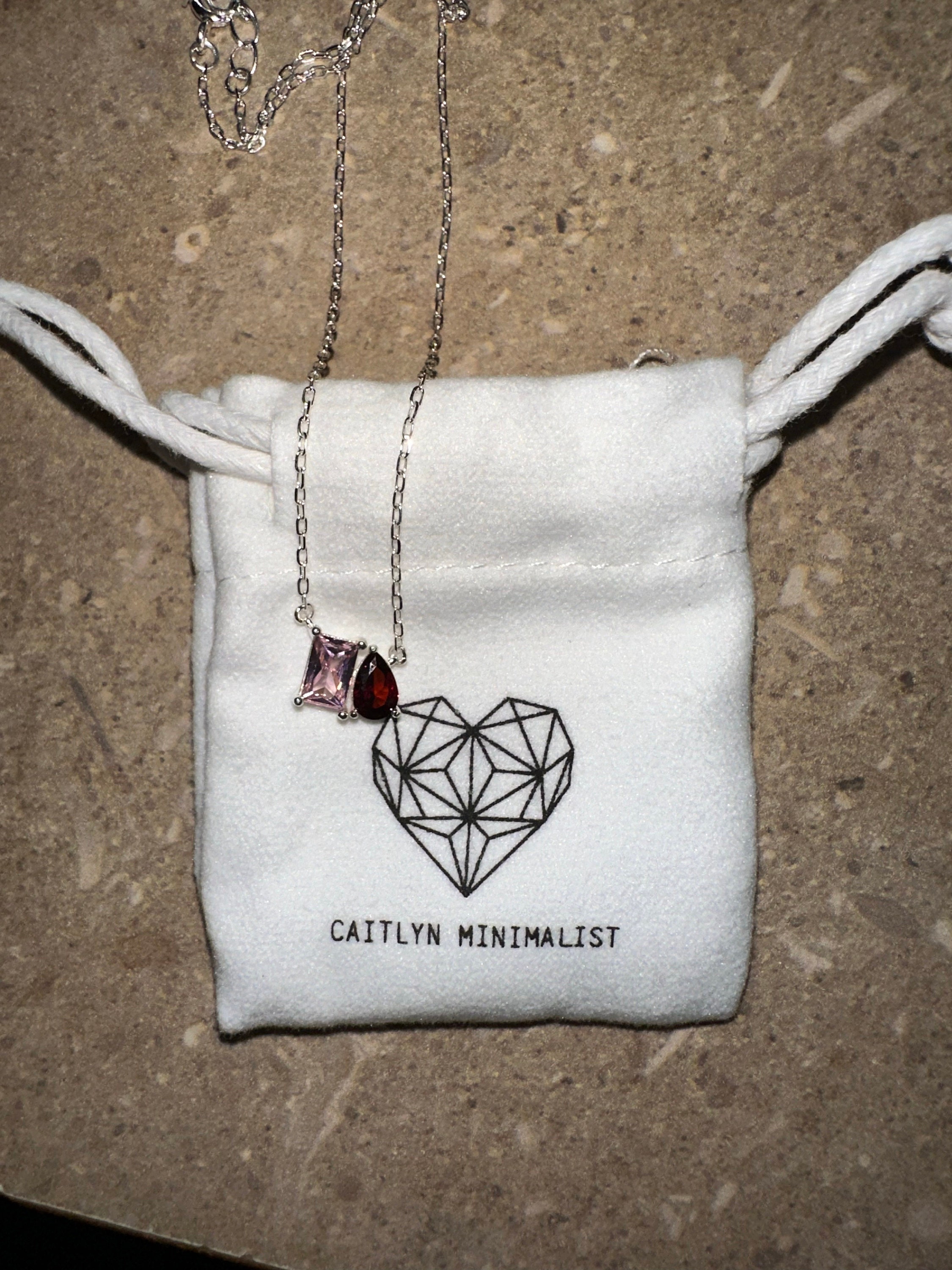 Toi et Moi Gemstone Necklace by Caitlyn Minimalist • Emerald & Pear Cut Birthstone Necklace • Personalized Jewelry • Gifts for Mom • NM140