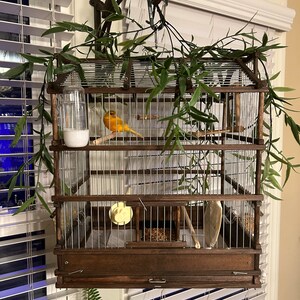 素朴な鳥かご（茶色）／手作りかご／カナリアかご／鳥小屋／シルバー