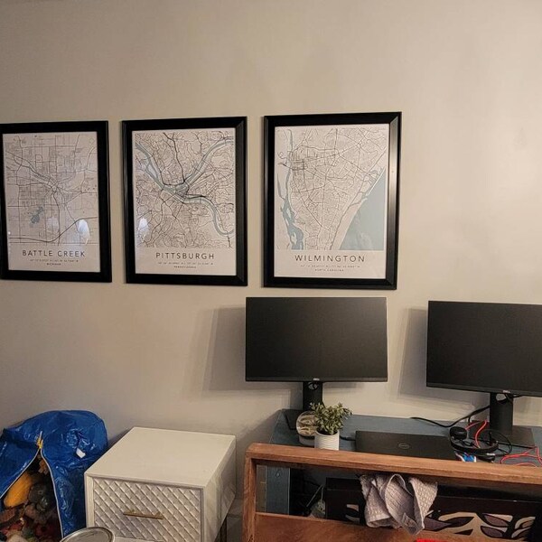 Personalized Set of 3 Any City Map Prints Custom Locations Home Town ...