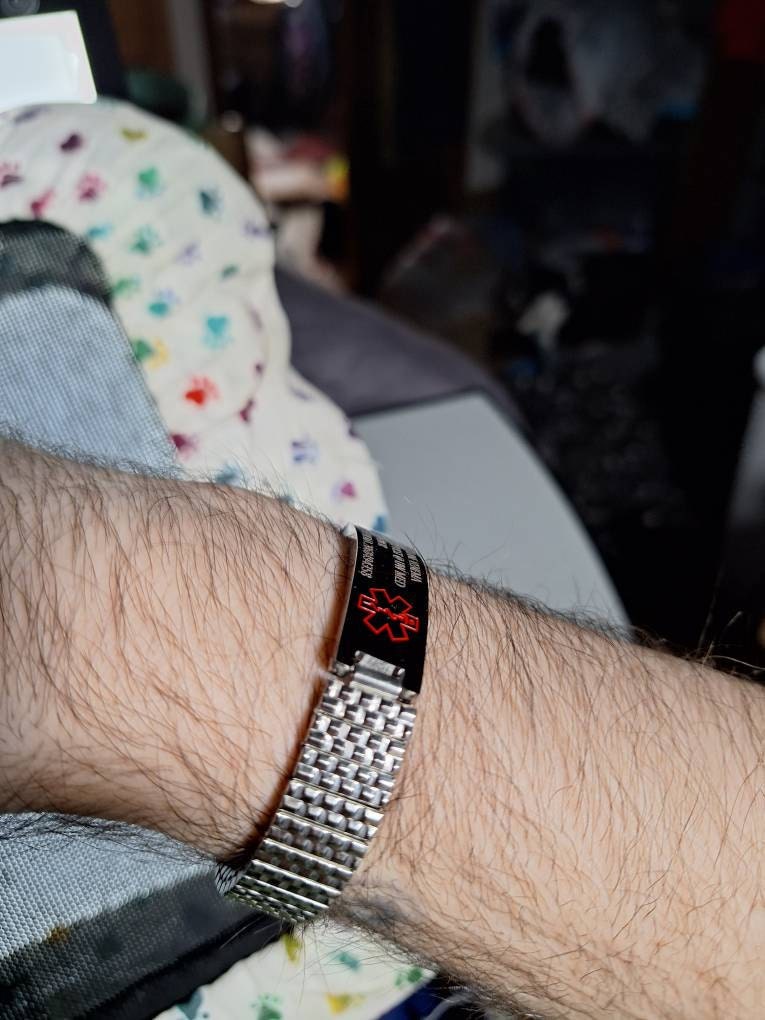 Personalized Medical Alert Bracelet for Men,Including Medical Information and Contact ID,Gift for Epilepsy, Hypertension, Dizziness Patient
