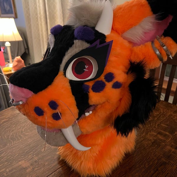 FREE SHIPPING 3D Printed Fursuit Costume Fire Flame Rage Eyeblanks