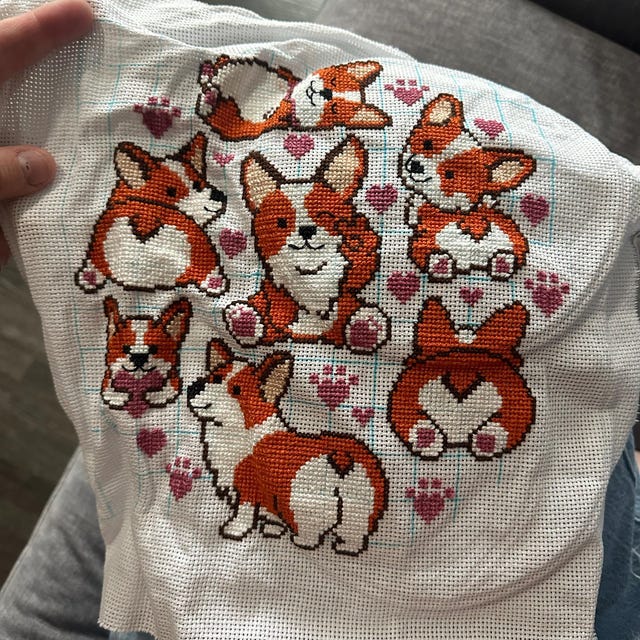 コーギーサンプラークロスステッチパターン：かわいい犬の刺繍（PDF