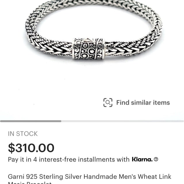 GARNI シルバー Mix Chain Bracelet Garni 925 Sterling Silver Handmade Men's Wheat Link Masis