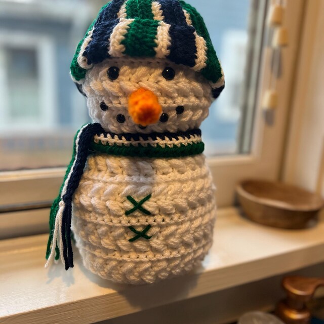 A customer's finished Wheat Stitch Snowman Crochet Pattern
