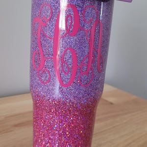 Ombre Lavender to Dark Purple Customized Stanley Tumbler |dark purple GLITTER Tumbler 40oz | Personalized GLITTER Tumbler
