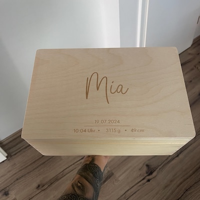 Erinnerungsbox Mit Namen Little Deco Erinnerungsbox Baby Holzkiste Mit Dschungel Löwe | L - 40 X 30 X 22 Cm | Personalisiert Mit Namen Geburt & Taufe Für Mädchen Und Jungen XHL1010-03L Erinnerungsbox Baby Mädchen