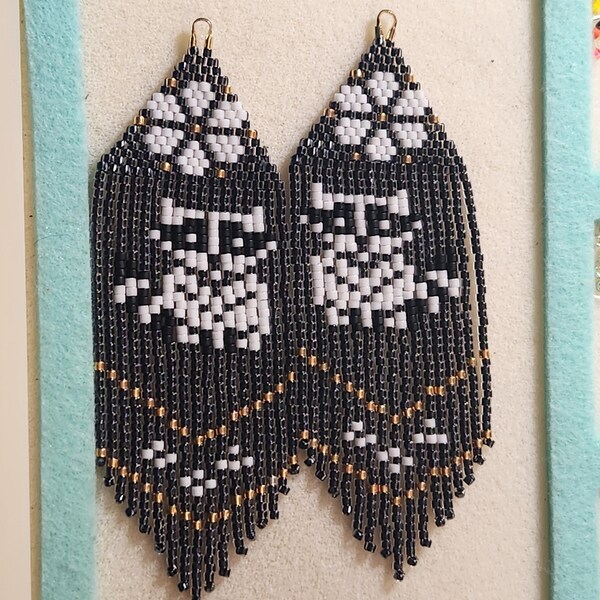 Indigenous Seed Bead Fringe Earrings ~ 