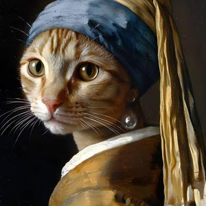 絵画 猫 アンティーク 猫の絵 黒猫 フェルメール オマージュ 誕生日プレゼント 絵画 猫 アンティーク 猫の絵 フェルメール オマージュ パロディ