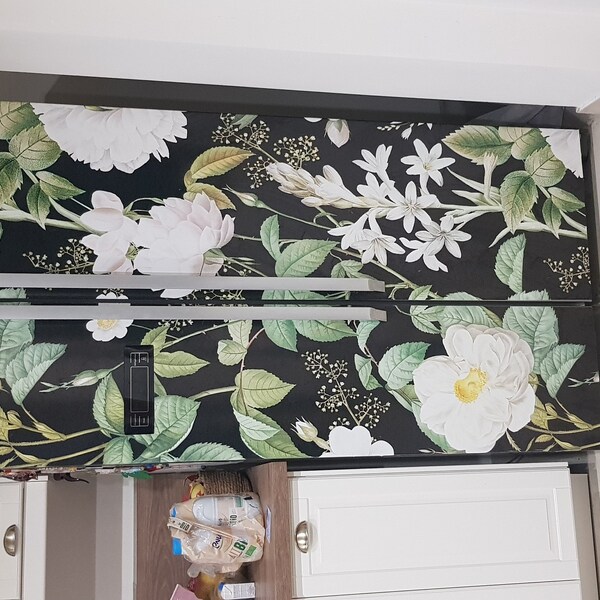Refrigerator Wrap Vintage Floral, Retro Fridge Wrap Vinyl Side by Side ...