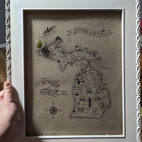 Lord of the Rings / the Hobbit Middle Earth Map of Michigan - Etsy