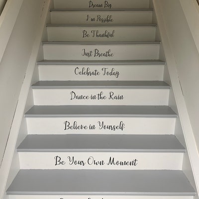 Staircase Riser Quotes Happiness Stair Riser Decals, Stair Decals, Inspirational Stair Decals ...
