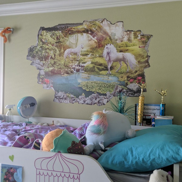Unicorn Enchanted Forest Fantasy Wall Sticker Mural Decal Print Art ...