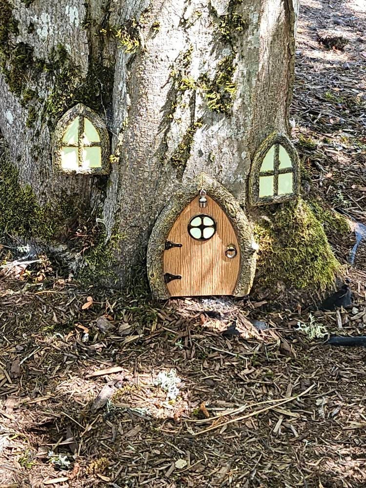 Fairy Door and Windows for Trees Glow in The Dark - Fairy Tree Door- fairy garden- Fairy house - Fairy door for trees- gnome door