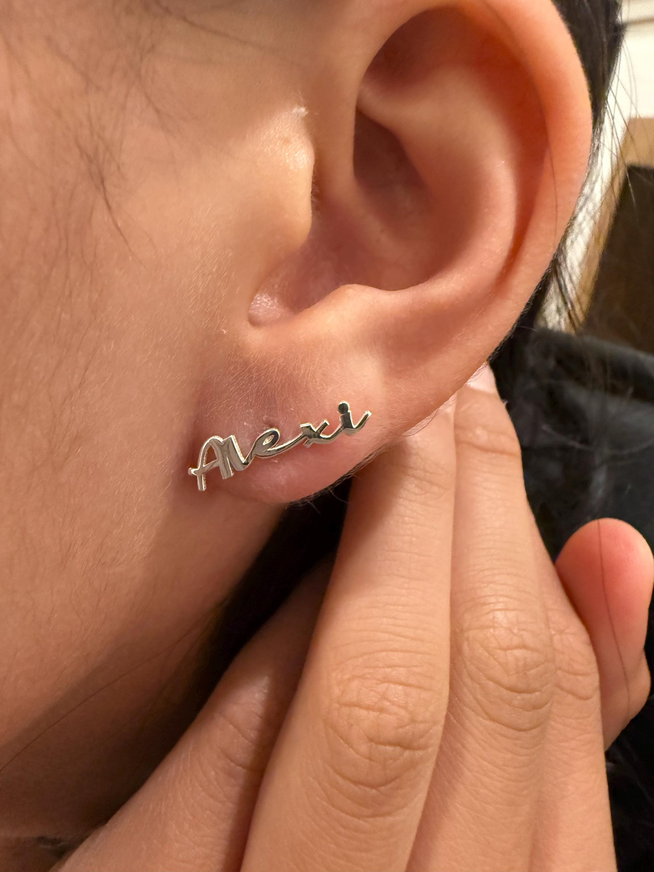 14K Name Earring, Personalized earrings, Stud Earring, 14K Gold Studs, Personalized Gifts, Women Jewelry, Personalized Gifts for Her