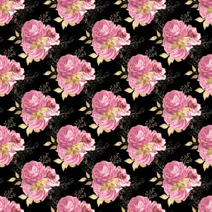Pink and Gold Floral Digital Paper, Seamless Gold and Pink Rose ...