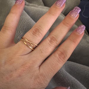 Gold Fidget Ring -Spinner Ring Set 3 - Dainty Spinner Rings - Elegant Set Of Interlocking Ring - 14k Gold Filled Cross Ring - Stackable Ring