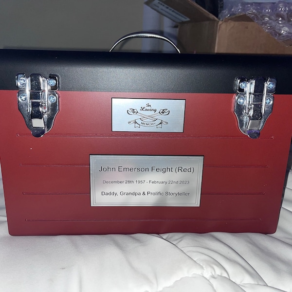 Red Toolbox Cremation Urn for Adults: Crossed Tools, Free Name Plate - Etsy