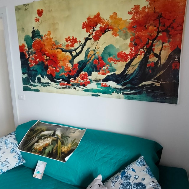 Japanese Autumn Landscape Abstract Tree Art Chinese Asian Nature