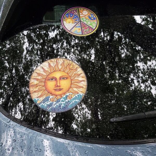 Peace Sign Celestial Vinyl Sticker – 3M, For Car Window, Laptop, Customizable, Glossy Finish