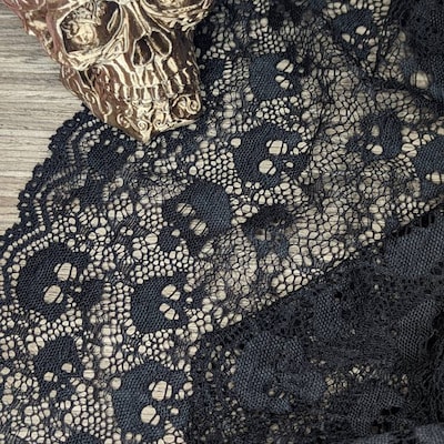 Black Stretch Skull Lace Halloween Decoration Halloween Party - Etsy