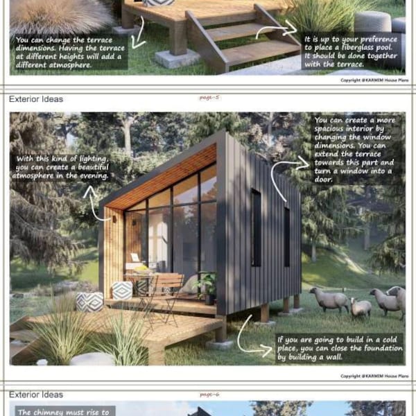 10'x18' Modern Cabin House Plans: 1bed 1bath Barn House 180SF (PDF ...