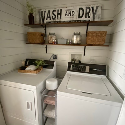 Modern Farmhouse Wall Decor Laundry Sign, Rustic Chic Wash & Dry Self ...