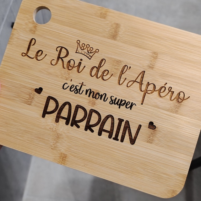 Cadeau Parrain, Planche À Découper En Bambou Personnalisée, Cadeau Pour Parrain - Idee Cadeau Parrain Pour La Fête Des Pères, Un Anniversaire, Noël